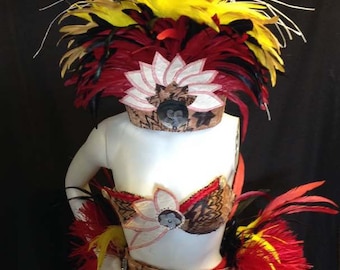 Authentic tapa cloth, coconut leaves & hau grass set.  Perfect set for Cook Islands and Tahitian dancers.