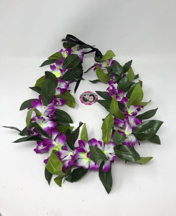 Hawaiian Silk Maile & Orchid Lei. Perfect for Any Tropical Occasions.  Perfect Piece Forall Ages. Aloha Lei. artificial 