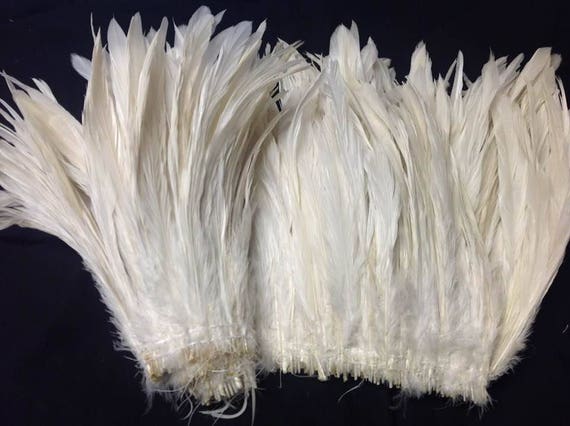 Natural White Rooster Tail Feathers. 3 Pack of 711 Long/length. 