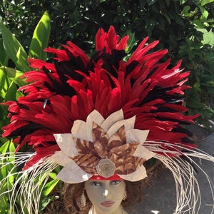 Authentic Tapa Cloth Headpiece For Tahitian & Cook Islands Dancers Of All Ages. Perfect For Luau, Soloist Dancers!!