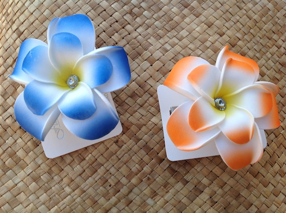 3/" Hawaiian Plumeria Tribal Flower Hair Clip WHITE Wedding Luau Bridal Beach