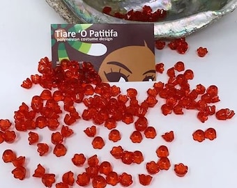 Red Tulip Transparent Flower Beads (Kahoa Flowers)