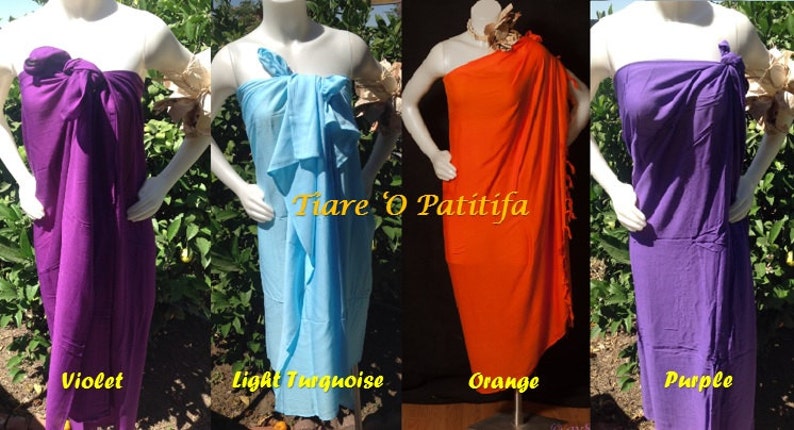 Solid Large Sarong/Pareu. Full length Or Half Length Sarong, Pareu, Pareo, Tupenu, Sulu, Lavalava. Rayon Sarong, Beachn Wear, Luau, Swimwear image 3