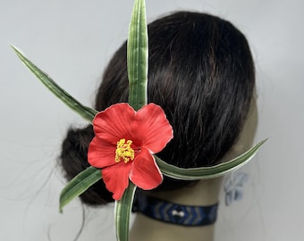 Gramma Tala's Hair Clip. Baby Moana's Grandma's Hibiscus Hair Flower. Tropical Hawaiian Flower Clip.