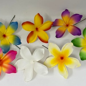 Tropical Hawaiian Flower Stick. Wedding Flower. Luau Flower. Hula Flower. Wedding & Beach Pua Melia Flower. Hawaiian Popular Flower Plumeria