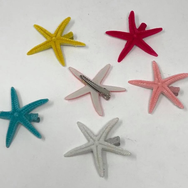 Star Fish Hair Clip. Small  Faux Star Fish Hair Clip/Assorted Colors. Perfect Hair Clip For Little Children.