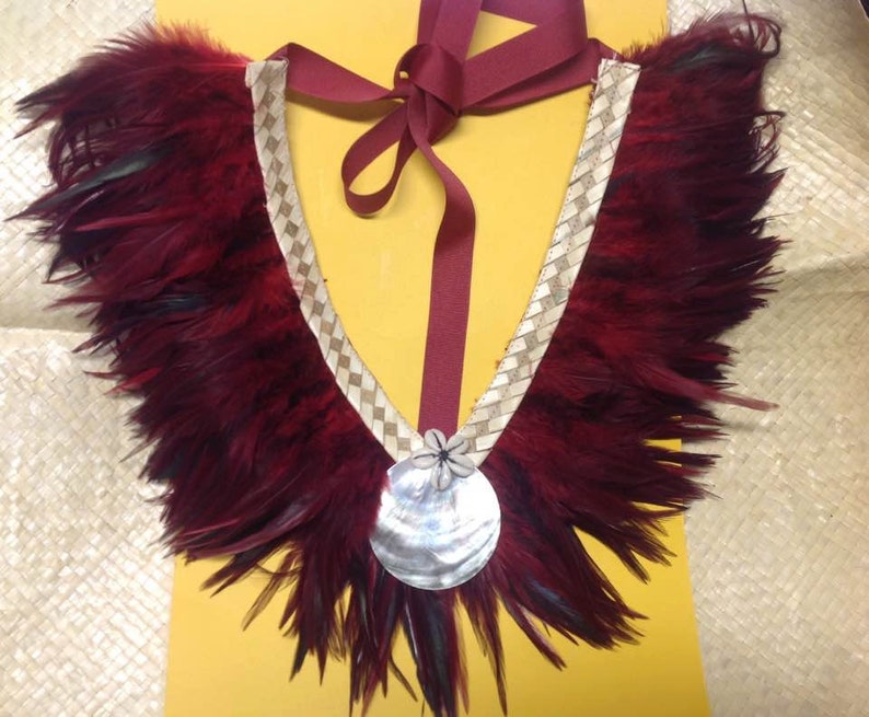 Feather Neck Piece.. Perfect For Tahitian & Cook Island Dancers Of All Ages. For Both Male And Female image 1