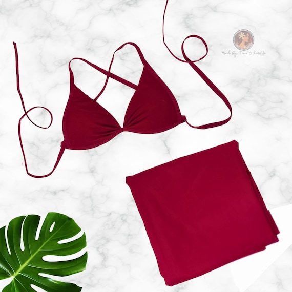 100% Cotton Solid Color Pareu SET, Premium Quality for Tahitian Dance. Bra, Sarong. Pareo.