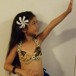 Cook Islands & Tahitian Costume Bra. Authentic Tapa Bra With Sea Shells. Perfect For All Ages.