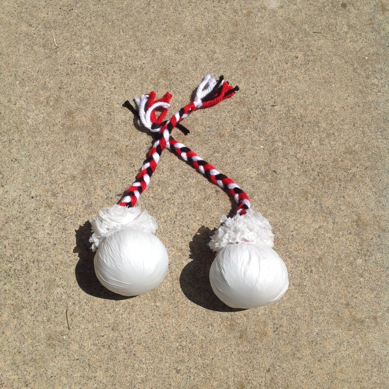 Maori Costume Poi Balls..Red White And Black Color String Poi Etsy