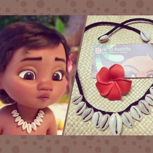 Baby Moana Inspired Set. 1 Necklace &/or 1 Plumeria Flower Perfect For Luau, Birthday Party, Wedding. Moana Set Is Perfect For All Ages image 1