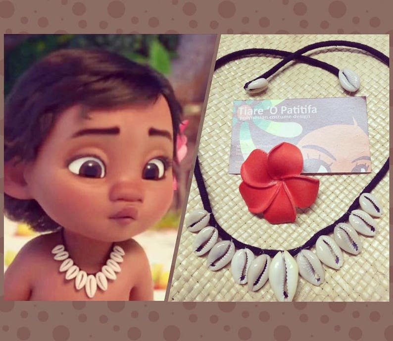 Baby Moana Inspired Set. 1 Necklace &/or 1 Plumeria Flower Perfect For Luau, Birthday Party, Wedding. Moana Set Is Perfect For All Ages image 1