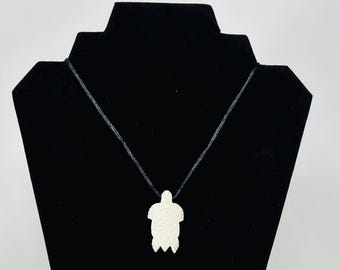 Medium Carved Turtle Design Necklace... White Buffalo Bone Necklace Or Pendant