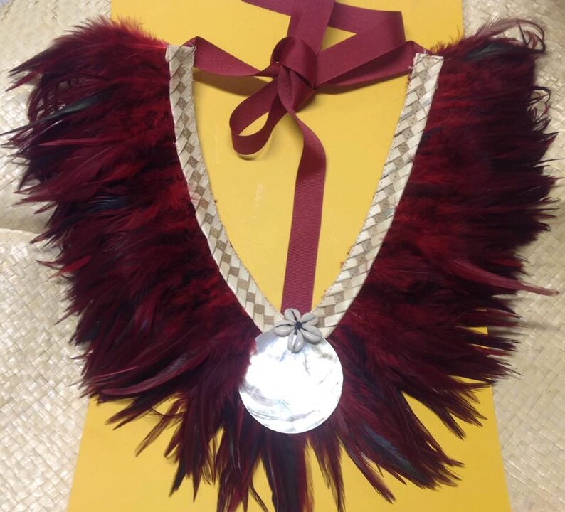 Feather Neck Piece.. Perfect For Tahitian & Cook Island Dancers Of All Ages. For Both Male And Female image 5