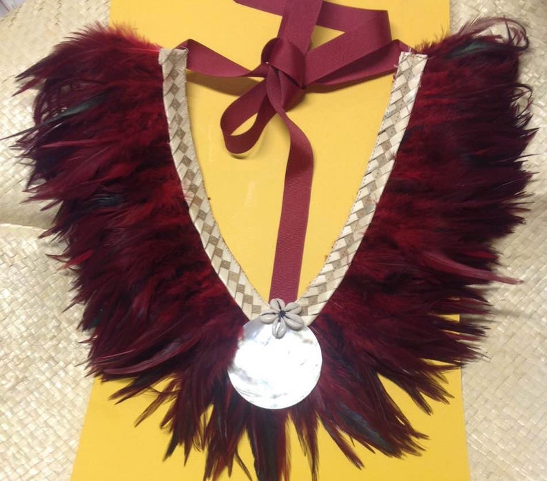 Feather Neck Piece.. Perfect For Tahitian & Cook Island Dancers Of All Ages. For Both Male And Female image 4