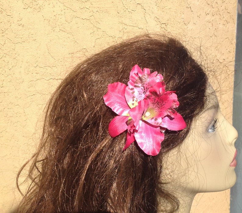 Tropical Hawaiian 4 Double Silk Flower Hair Clip. Etsy