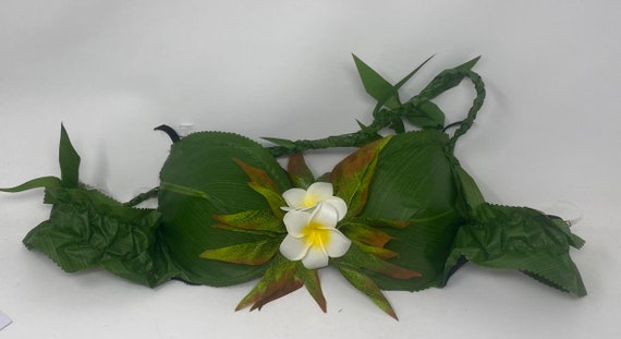 Silk Green Leaf Covered Bra Top. Perfect for Luau, Soloist, Group