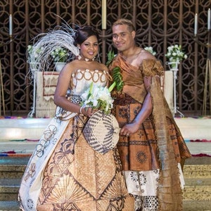 Genuine Polynesian Tapa Cloth & Coconut Husk Fibers Wedding Dress. This ...