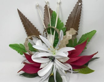 TUILOKAMANA Hair Clip. Hawaiian Silk & Dry Natural Leaf Hair Clip.