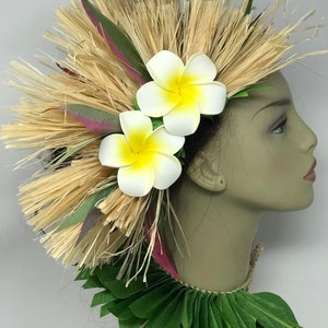 Authentic Hau/Fau Grass Costume Headpiece. Tropical Flower Hair Comb Or Hair Clip Headpiece. Hula Headpiece. Polynesian Headpiece.