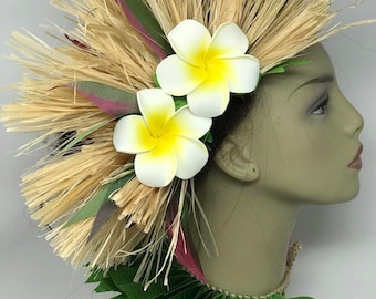 Authentic Hau/Fau Grass Costume Headpiece. Tropical Flower Hair Comb Or Hair Clip Headpiece. Hula Headpiece. Polynesian Headpiece.