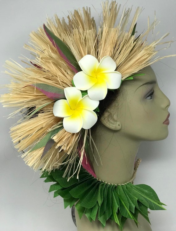 Authentic Hau/fau Grass Costume Headpiece. Tropical Flower 