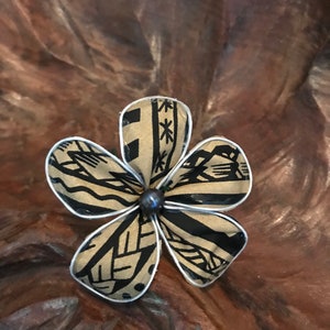 Polynesian style flower. Our handmade tribal tattoo/tatau & fresh water pearl . Bech Wedding, Luau, Bridesmaids, Gifts.