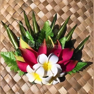 Dark Pink Hawaiian Silk Orchid & Plumeria Flowers Clip. Wedding Flower, Luau Flower. Polynesian Party Flower Clip . Tropical Flower Clip.