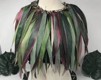 Silk Ti leaf Neckpiece. Costume Silk Ti Leaves For Both Male & Female