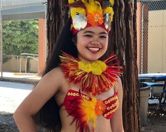 Tahitian & Cook Islands/Rarotongan Fire Princess Costume Set.  Myshka Fire Costumes. Perfect For Kids And Adult. Luau, Groups, Soloist.