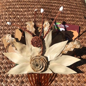 Extra Large authentic hala leaves and braided coconut hair comb.