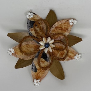 Authentic Polynesian Tapa Cloth, Braided Coconut Fiber & Lauhala Hair Clip. Polynesian Costume Piece, Island Wedding, Luau, Wedding, Gift.