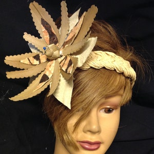 Authentic Tapa Cloth & Lauhala Flower Headpiece Or Just The Flower CLIP ONLY.. Perfect For Tahitian And Cook Islands Dancers Of All Ages!!!