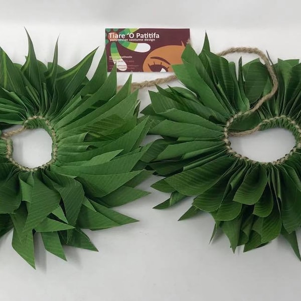 Pulseras o tobilleras de seda Ti/hoja verde. Conjunto de disfraz de hoja verde de Moana. ¡Bailarines de hula hawaianos y polinesios, cumpleaños, luau y fiesta de bodas!