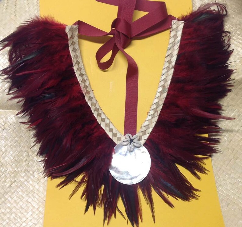 Feather Neck Piece.. Perfect For Tahitian & Cook Island Dancers Of All Ages. For Both Male And Female image 2