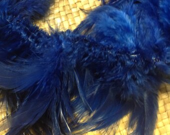 5-5.5" Dyed Blue Strung of European Rooster Saddles..You will recieve 6" of Feathers