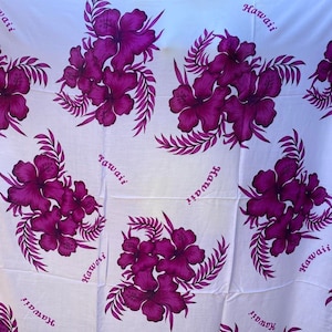 Hawaiian Hibiscus Floral Sarong, Pareu, Pareo Or Tupenu. Beach Wear, Luau , Gift, Cover-Ups. LAVALAVA For Everyone. Purple Hibiscus Flower.