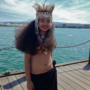 Tahitian & Rarotongan, Cook Islands Costume Headpiece.. Dove Tails Shells With Lauhala Headpiece. Perfect For Girls And Boys Of All Ages!!
