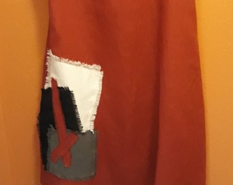 Red Linen Trapeze Dress Merchant and Mills Pattern