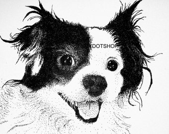 Instant Download of Papillon Pointillism Drawing