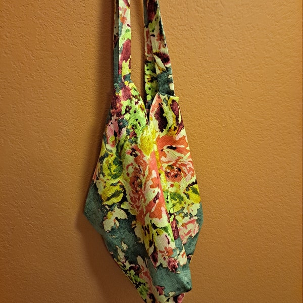 Handmade  Flowered Print Hobo Bag with  Inside Pockets  and Zipper - Free Shipping