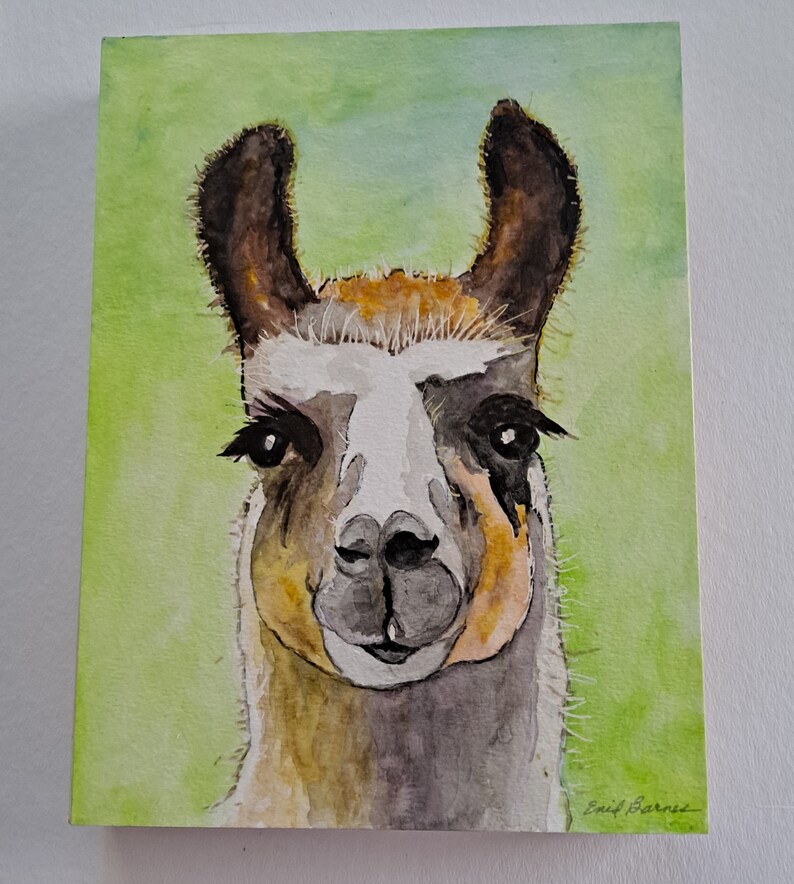 Original Llama Mounted Watercolor Portrait 9 X 12 - Etsy