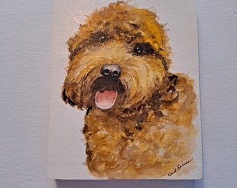 Terrier Portrait Original Watercolor Mounted 8 x 10 Free Shipping