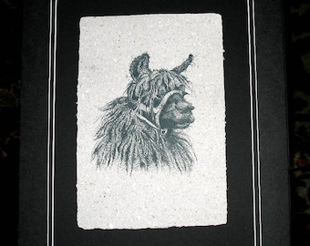 Llama Pointillism Print on Llama "poo" Paper