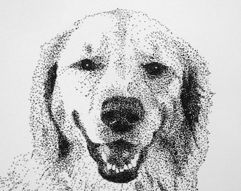 Instant Download of Yellow Lab Pointillism Drawing II