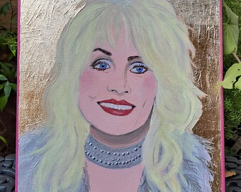 Original acrylic painting of Dolly Parton on stretched canvas