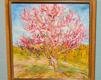 Van Gogh "Peach Tree in Bloom" Original Acrylic Copy