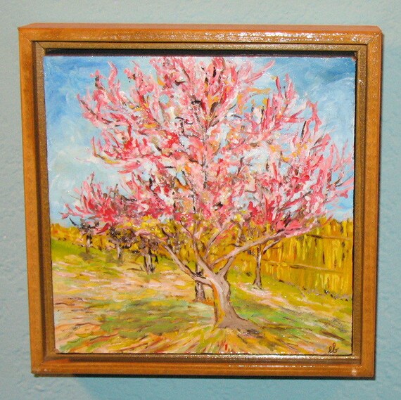 Van Gogh Peach Tree In Bloom Original Acrylic Copy Etsy