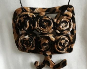 Handmade Animal Print Brown and Black Pendant Necklace - Free Shipping
