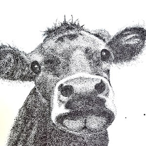 Instant Download of Cow Pointillism Drawing